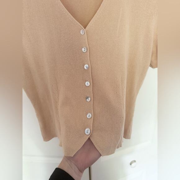 Vintage Paul Harris Design Orange Sherbert Short Sleeve Cardigan Sweater Medium - Picture 7 of 8